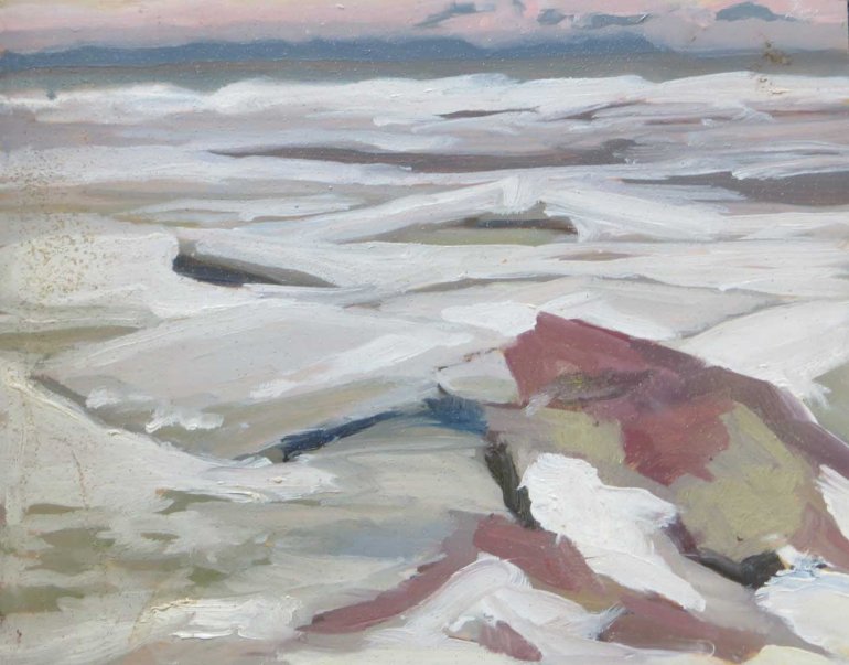 Ice chunks on lake 8x10